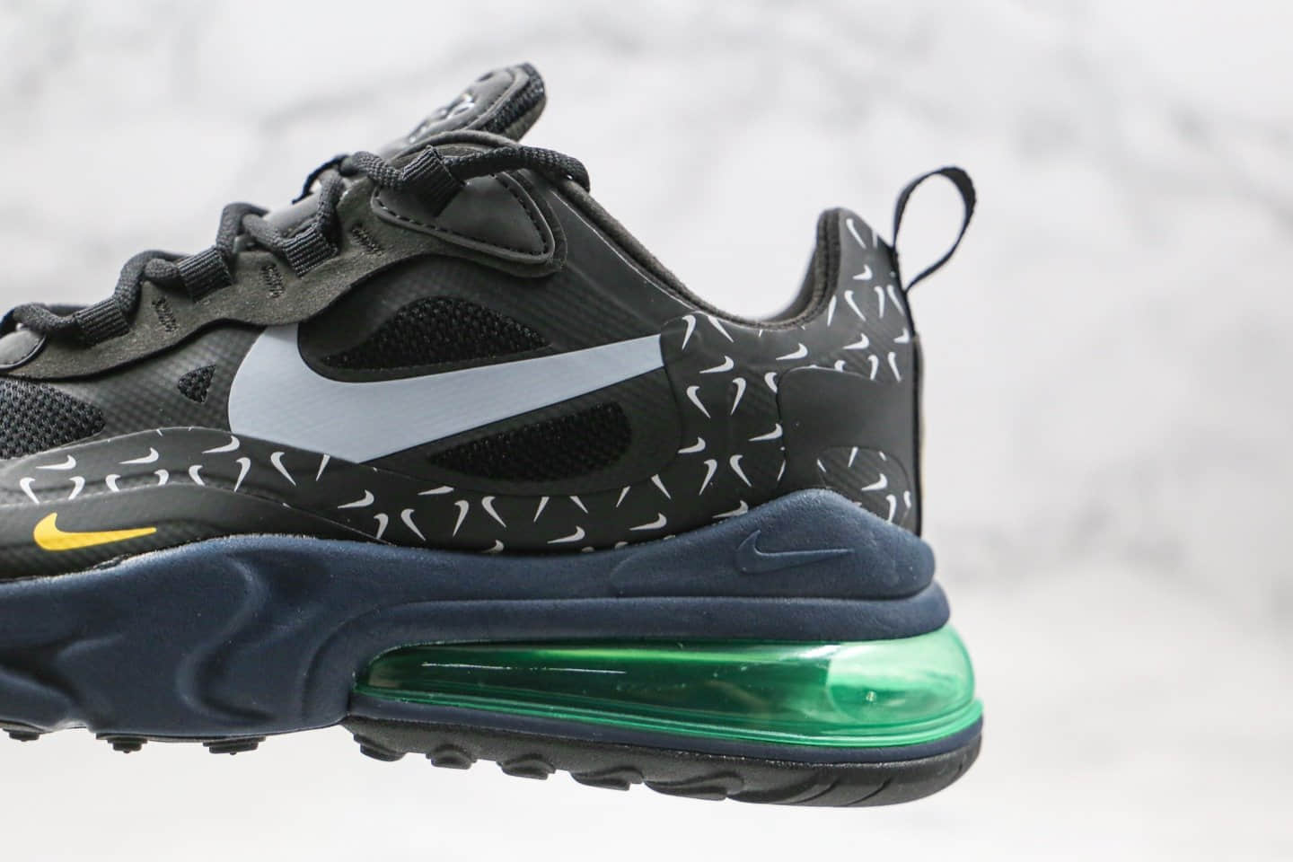 耐克Nike React Air Max 270 Just Do It纯原版本气垫鞋高桥盾网纱系列Max270黑绿内置真小潘气垫原楦头纸板打造 货号:CT2538-001