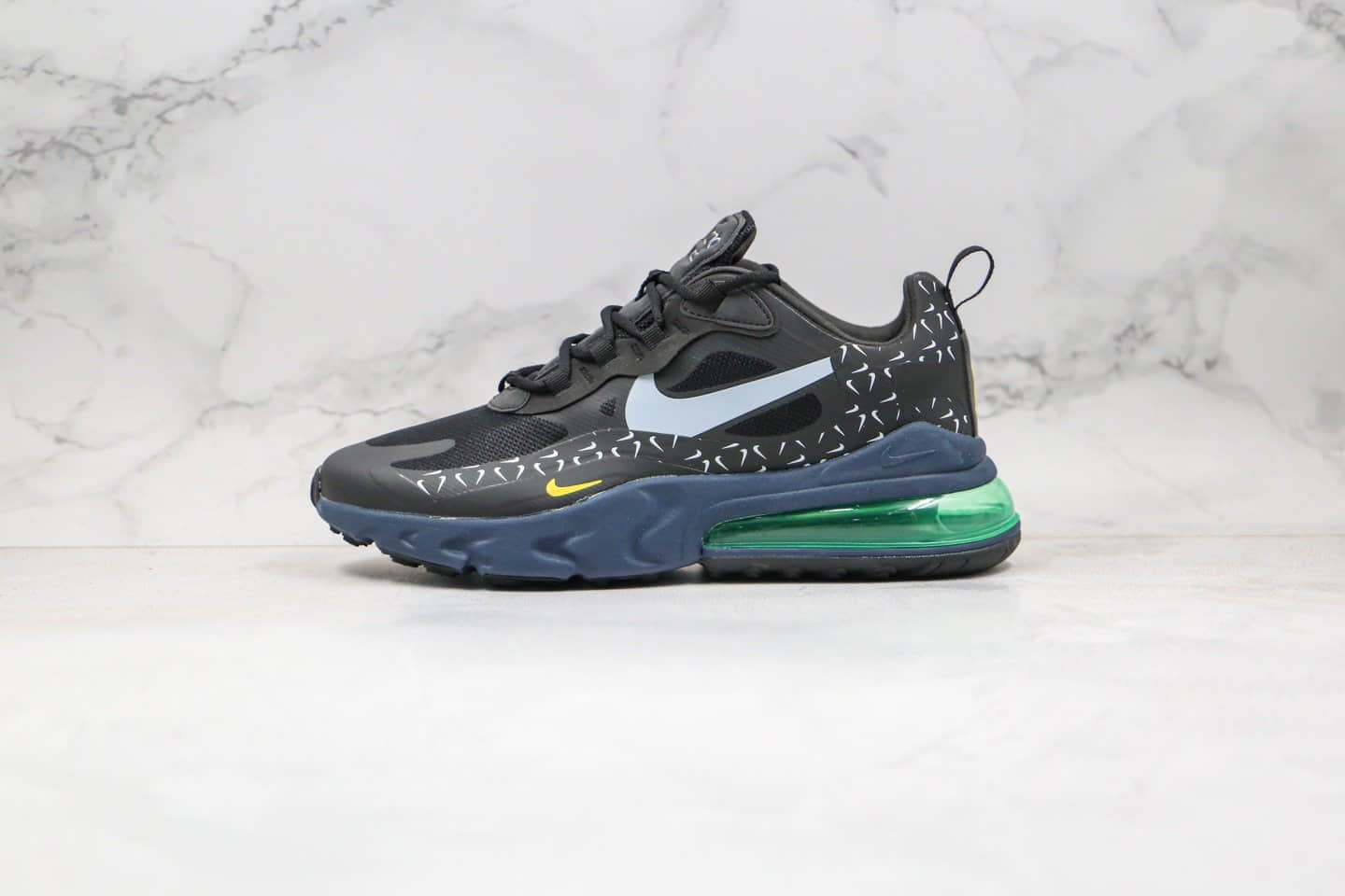 耐克Nike React Air Max 270 Just Do It纯原版本气垫鞋高桥盾网纱系列Max270黑绿内置真小潘气垫原楦头纸板打造 货号:CT2538-001