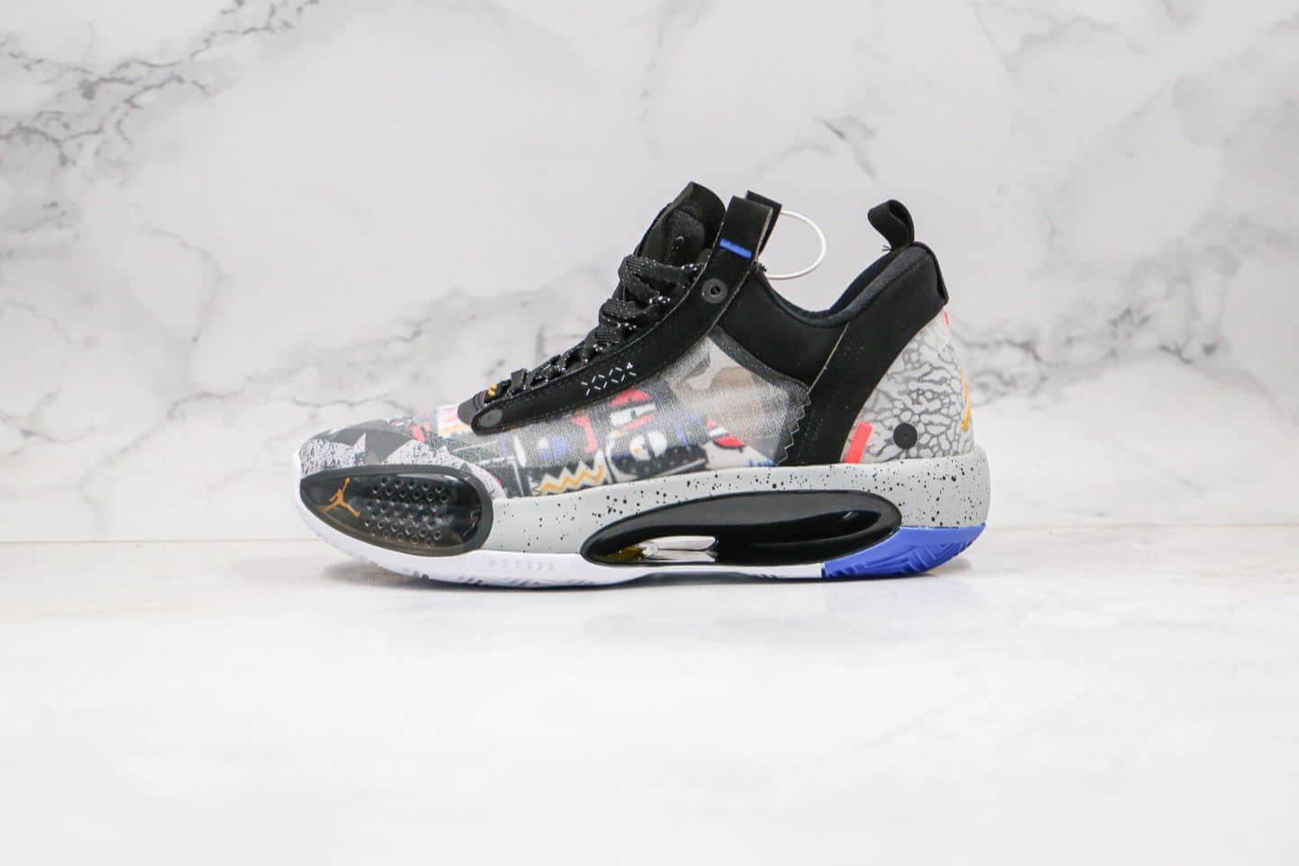 乔丹Air Jordan 34 PF纯原版本黑灰爆裂纹AJ34篮球鞋内置气垫正确两侧防滑翻原盒原标 货号:CZ7745-008