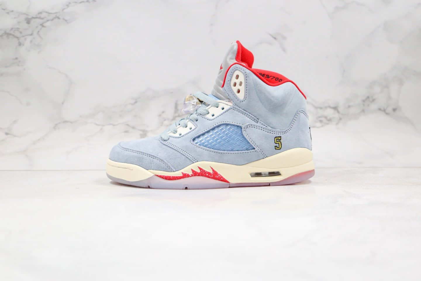 乔丹Trophy Room x Air Jordan 5 Ice Blue纯原版本亲友家族联名款AJ5冰蓝乔丹之子内置气垫原盒原标 货号:CI1899-400
