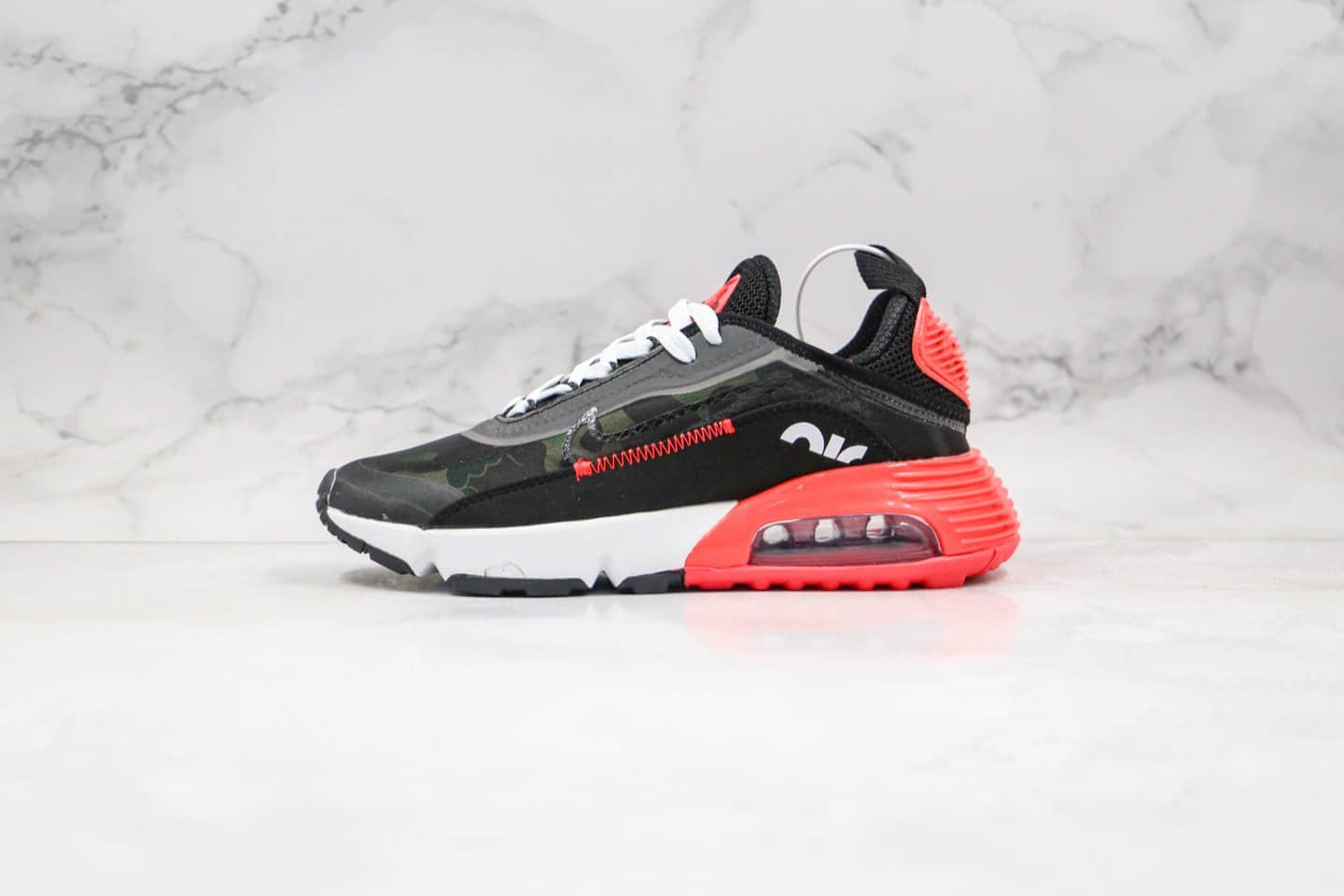 耐克Nike Air Max 2090纯原版本气垫鞋黑红迷彩配色内置真小潘气垫原楦头纸板打造 货号:CU9174-600