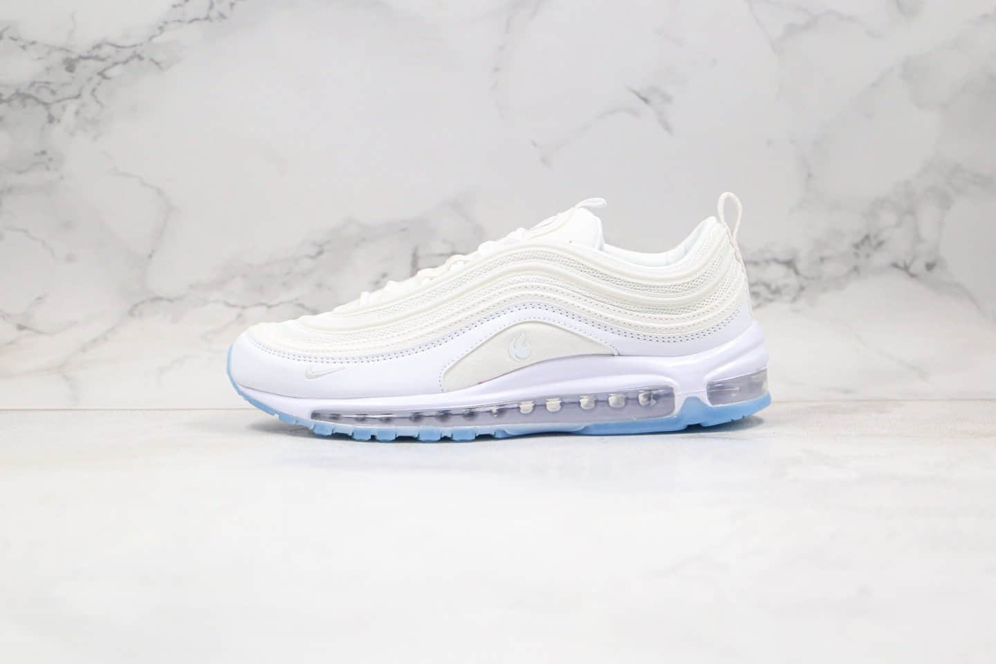耐克Nike Air Max 97 White Ice纯原版本子弹头气垫鞋冰蓝圣火白色内置真小潘气垫原楦头纸板打造 货号:CT4526-100
