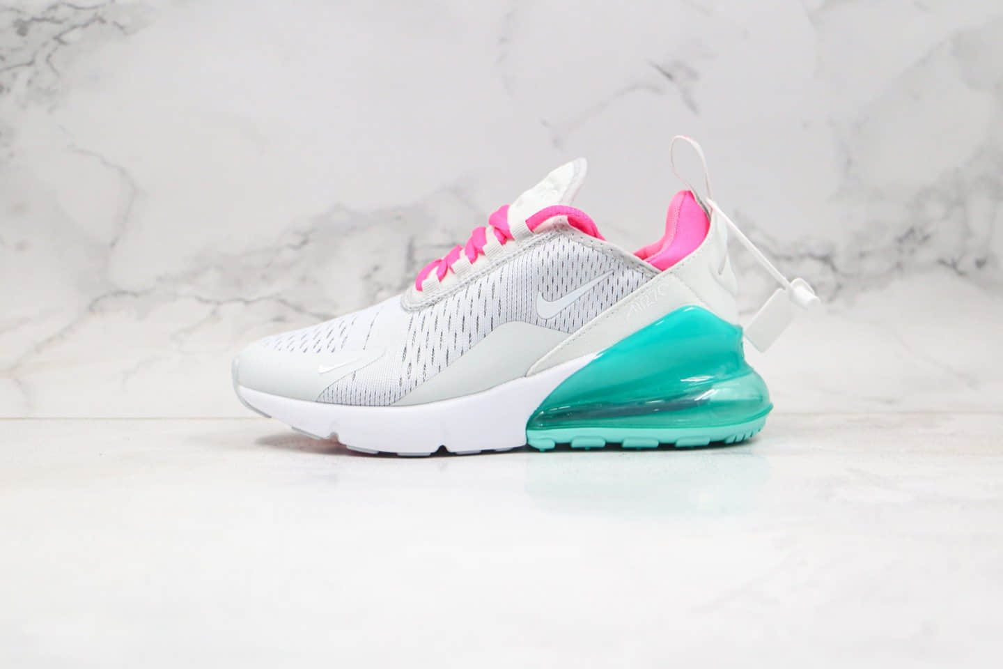 耐克NIKE Air Max 270 Stephanie Au纯原版本Max270气垫鞋香港游泳代表运动员欧铠淳限定灰粉绿配色内置气垫 (ID:35645) - 图片1
