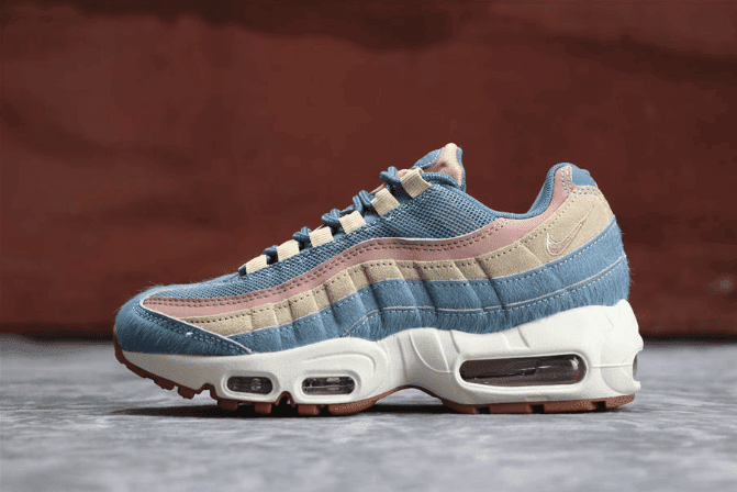 Nike Air Max 95 LX彩虹粉蓝 耐克子弹95系列公司级高品质女鞋彩虹渐变拼接绒毛网面透气 货号:AA1103-002