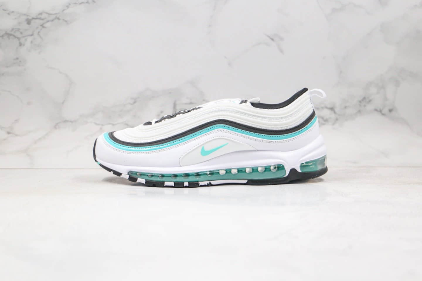 耐克Nike Wmns Air Max 97 QS Tiffany Diamond纯原版本子弹头气垫鞋白黑蒂芙尼绿海外限定配色内置真气垫 货号:CZ3574-130