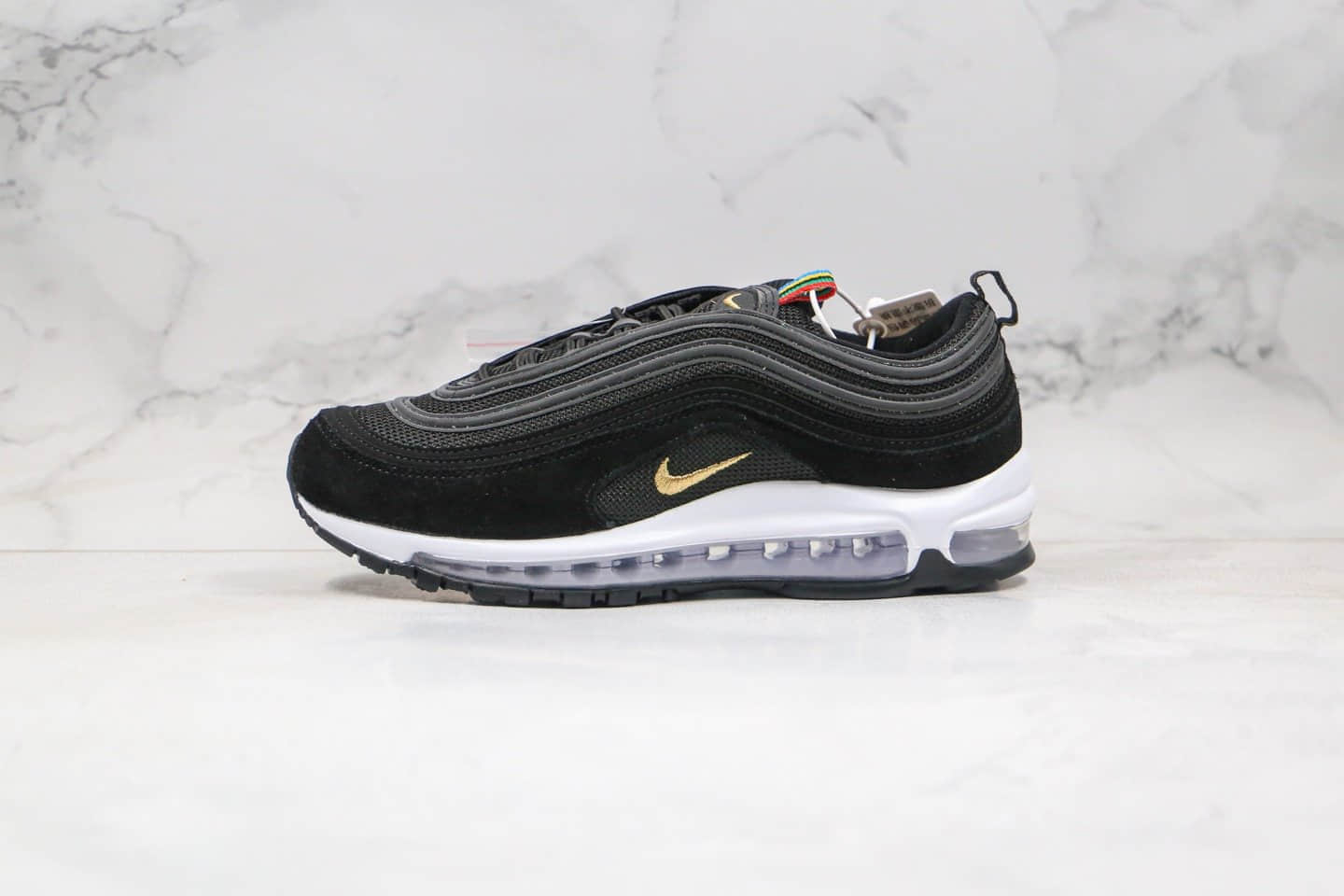 耐克Nike AIR MAX 97纯原版本子弹头气垫鞋Max97黑金白色内置真实小潘气垫 货号:CI3708-001