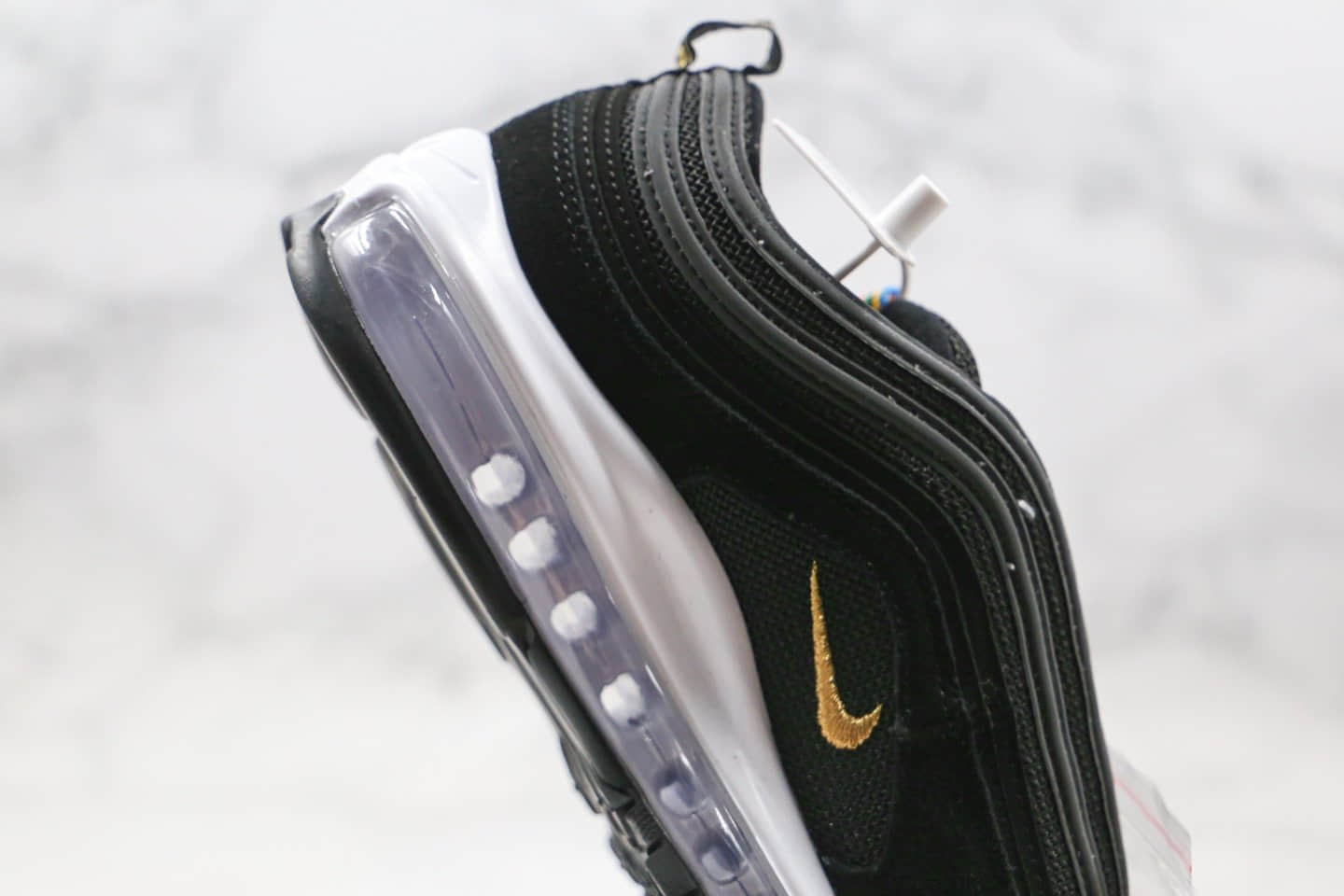 耐克Nike AIR MAX 97纯原版本子弹头气垫鞋Max97黑金白色内置真实小潘气垫 货号:CI3708-001