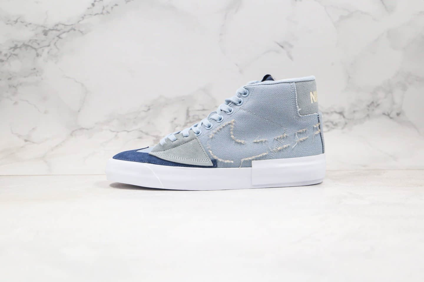 耐克Nike SB Zoom Blazer Mid Edge Hack Pack纯原版本高帮SB拆线解构雾霾蓝色原档案数据开发原盒原标 货号:CI3833-401