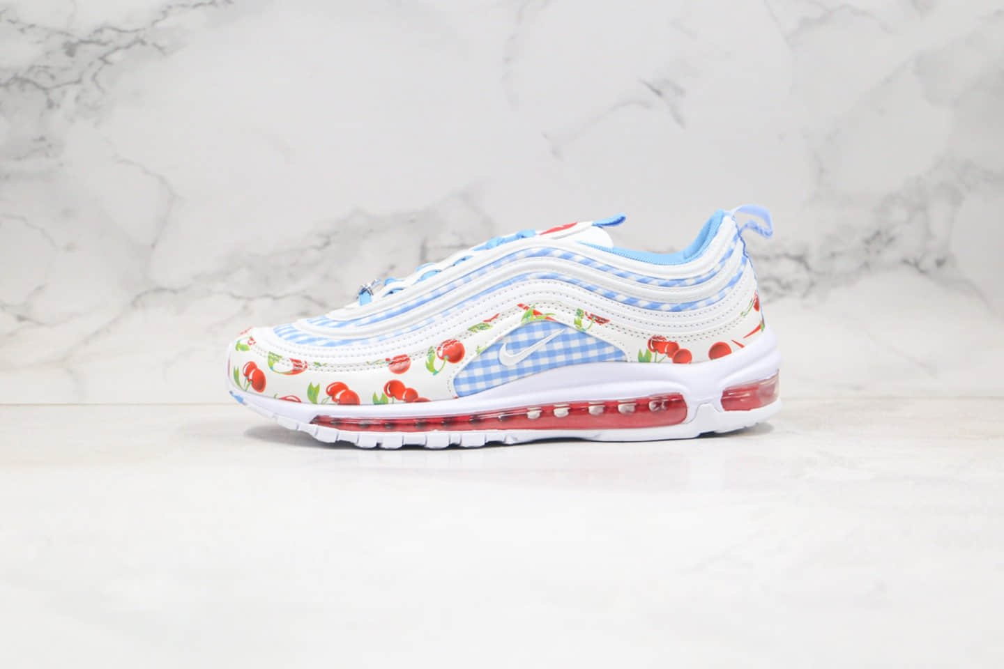 耐克Nike Air Max 97纯原版本子弹头气垫鞋格子蓝色樱桃配色内置真小潘气垫原档案数据开发 (ID:36517) - 图片1