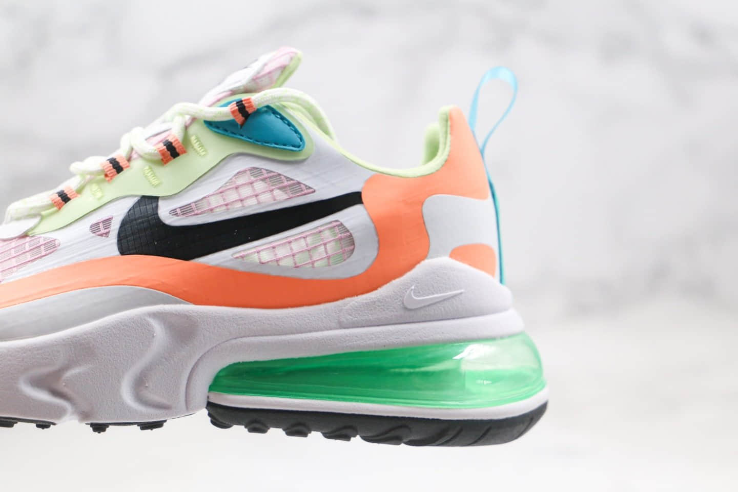 耐克Nike React Air Max 270V2纯原版本气垫鞋Max270二代白橙绿色内置真小潘气垫高清洁度鞋面 货号：CJ0620-600
