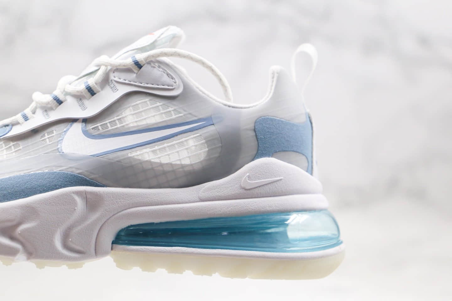 耐克Nike React Air Max 270V2纯原版本半掌气垫鞋Max270二代浅蓝色原盒原标真小潘气垫 货号:CT1265-100