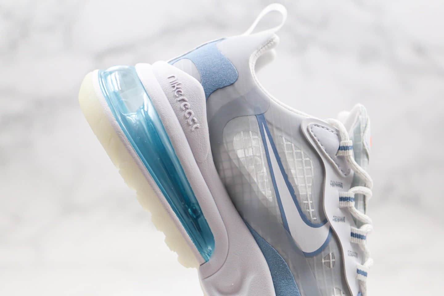耐克Nike React Air Max 270V2纯原版本半掌气垫鞋Max270二代浅蓝色原盒原标真小潘气垫 货号:CT1265-100