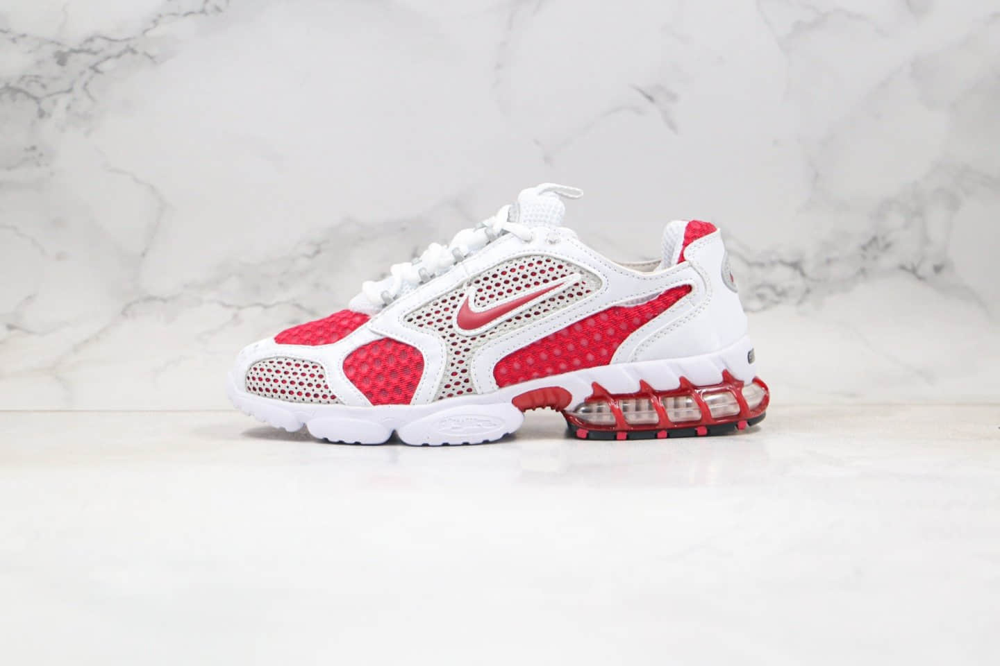 耐克Stussy x Nike Air Zoom Spiridon Cage 2纯原版本斯图西联名白红色原楦原纸版开发区别市面先行版本 货号:CD3613-600