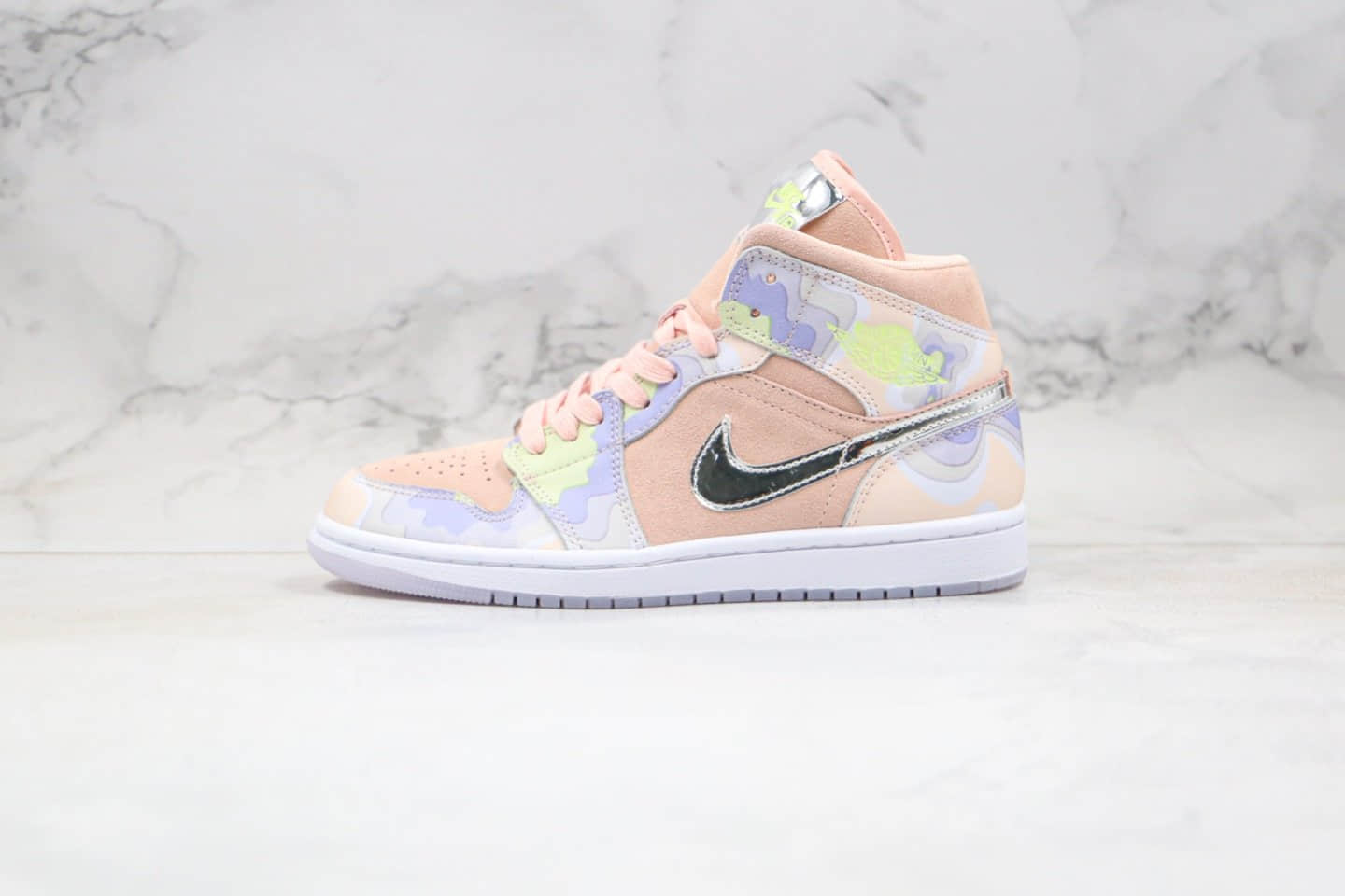 乔丹Air Jordan 1 Mid纯原版本中帮AJ1云朵渐变珊瑚粉色原盒包装 (ID:37094) - 图片1