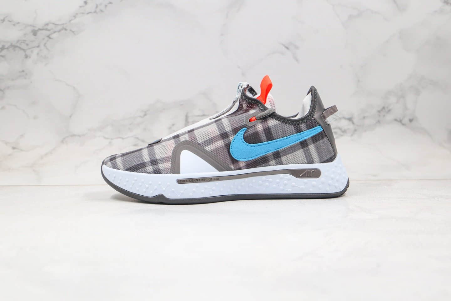 耐克Nike PG 4 EP纯原版本泡椒战靴保罗乔治4代篮球鞋灰蓝色格纹原楦原纸版开发数据MD组合大底 (ID:37257) - 图片1