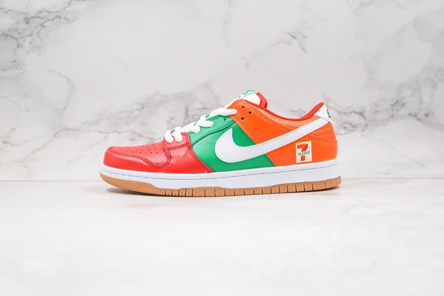 耐克Nike SB Dunk Low x 7-Eleven纯原版本便利店联名款橙绿红色SB DUNK板鞋内置Zoom气垫原盒原标 (ID:37623) - 图片1