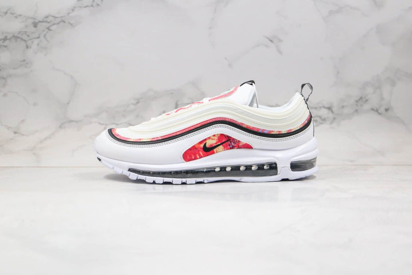 耐克Nike Air Max 97纯原版本子弹头气垫鞋全新炫彩图案红黄蓝色内置真实气垫 (ID:37631) - 图片1