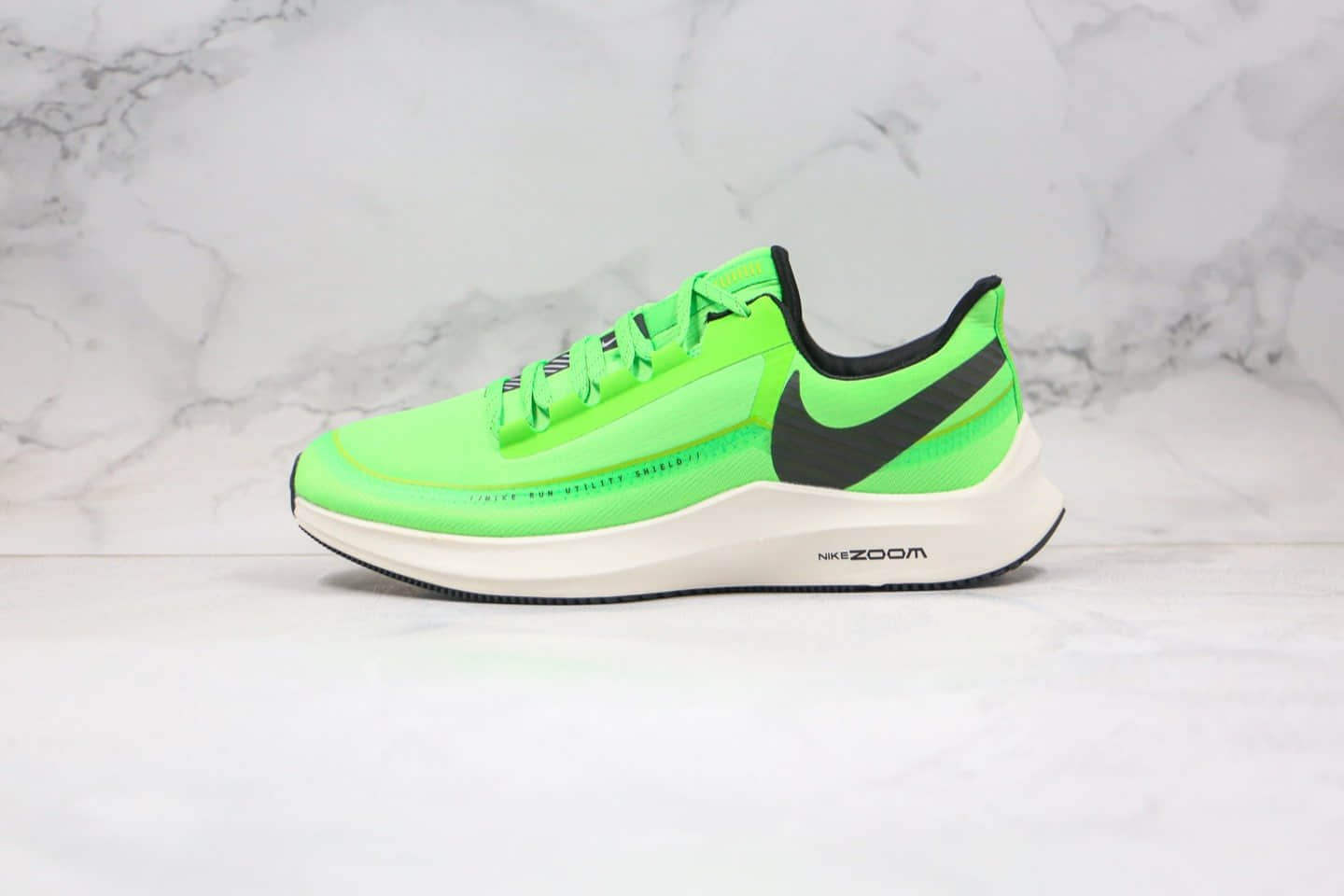 耐克Nike Air Zoom Winflo 6 Shield纯原版本登月6代网面透气跑步鞋荧光绿色区别市面通货版本 (ID:37913) - 图片1