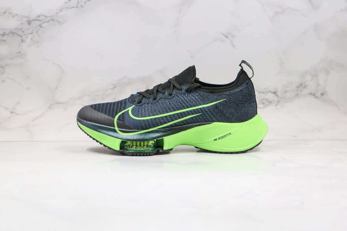 耐克Nike Air Zoom Alphafly NEXT%「破纪录」纯原版本马拉松气垫慢跑鞋黑绿色内置碳板气垫支持高强度长跑 (ID:37929) - 图片1