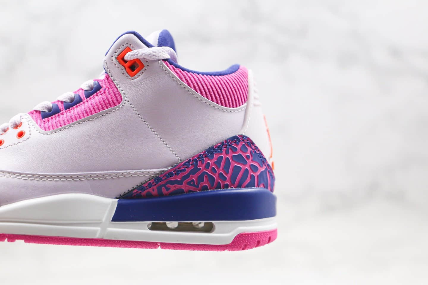 乔丹Air Jordan 3 GS Brand纯原版本爆裂纹粉紫色AJ3内置气垫原楦头纸板打造 货号:441140-500