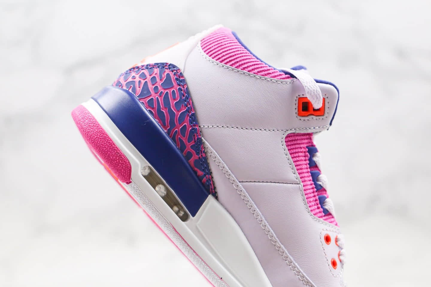 乔丹Air Jordan 3 GS Brand纯原版本爆裂纹粉紫色AJ3内置气垫原楦头纸板打造 货号:441140-500