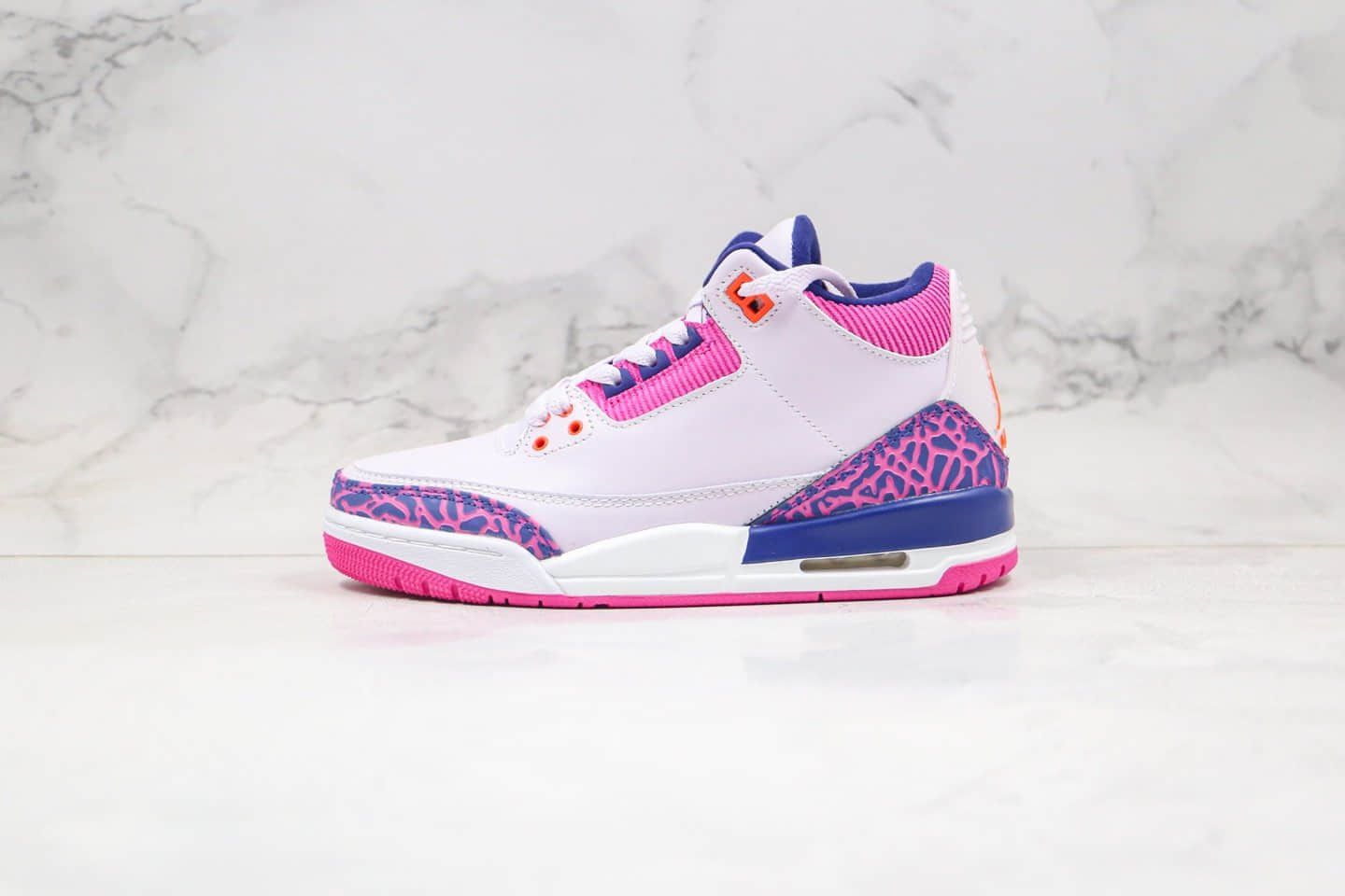 乔丹Air Jordan 3 GS Brand纯原版本爆裂纹粉紫色AJ3内置气垫原楦头纸板打造 货号:441140-500