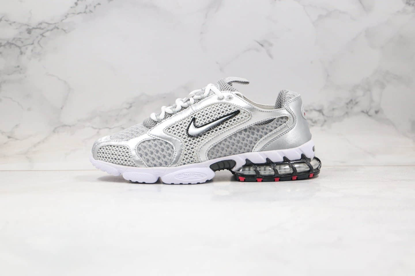 耐克Nike Air Zoom Spiridon Cage 2 x Stussy纯原版本斯图西联名款复古老爹鞋银色内置气垫原楦头纸板打造 货号:CD3613-001