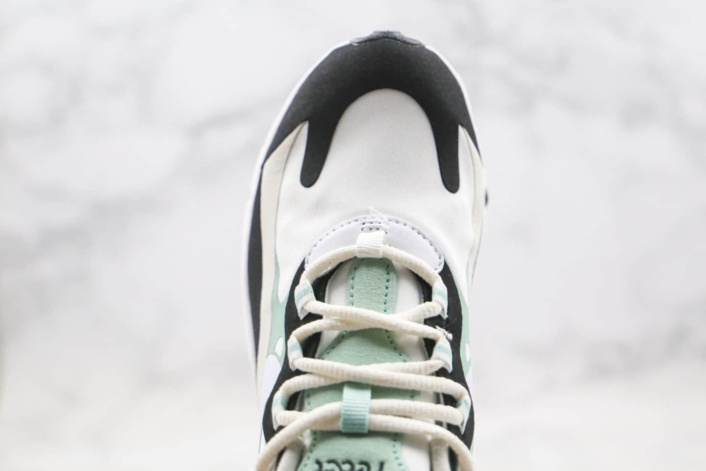 耐克Nike Air Max 270V2 React纯原版本半掌气垫跑步鞋米白绿黑色内置真小潘气垫原盒原标 货号:CI3899-001