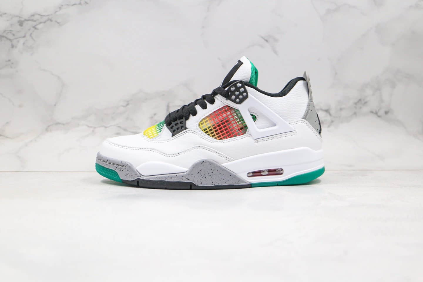 乔丹Air Jordan 4 WMNS Do the Right Thing纯原版本彩虹拼色牙买加AJ4内置可视气垫正确头层皮革材质 (ID:38244) - 图片1