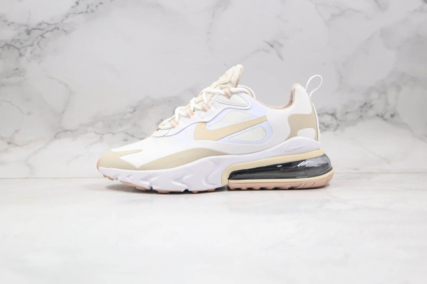 耐克Nike Air Max 270 React纯原版本半掌气垫新奶茶配色白浅棕色内置真小潘气垫原盒原标 (ID:38268) - 图片1