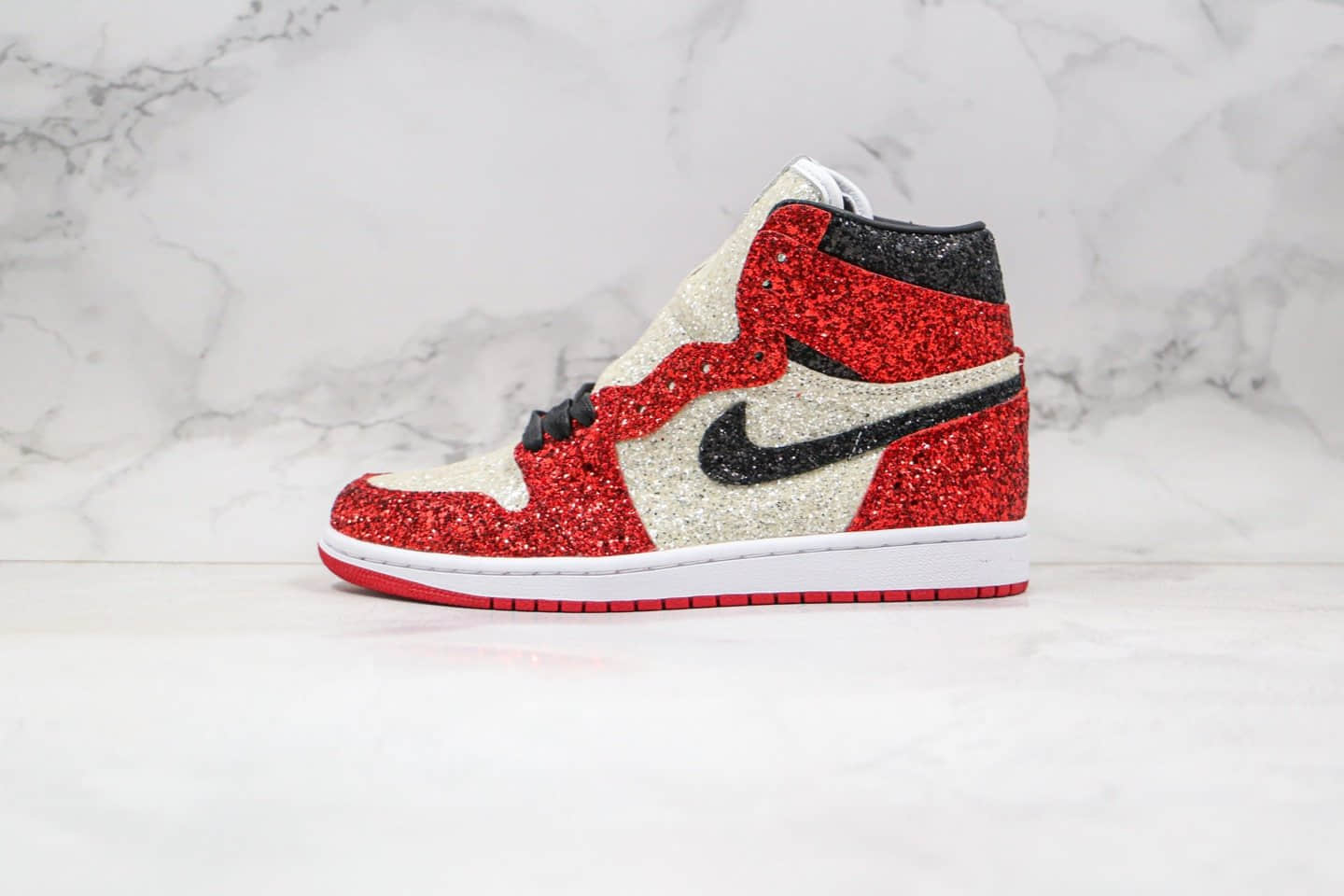 乔丹Air Jordan 1 Chicago纯原版本高帮AJ1外科医生联名款芝加哥闪耀锆石闪白红色原盒原标 (ID:38276) - 图片1