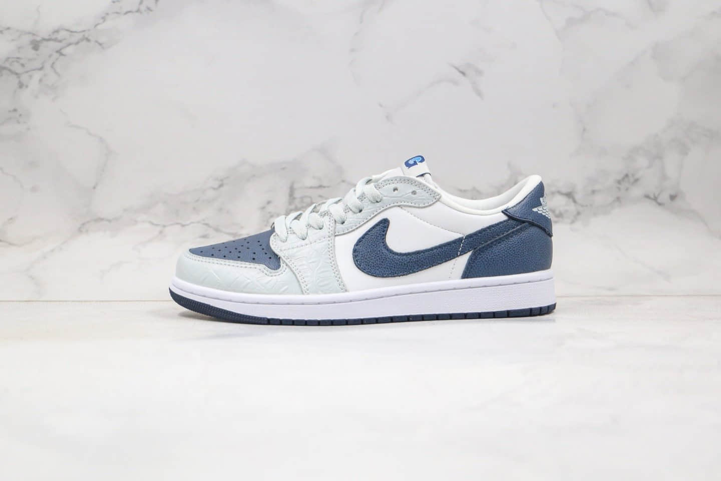 乔丹Air Jordan 1 Low纯原版本低帮AJ1亲友限定蛇纹灰蓝色内置气垫区别市面通货版本 货号:CW8576-200