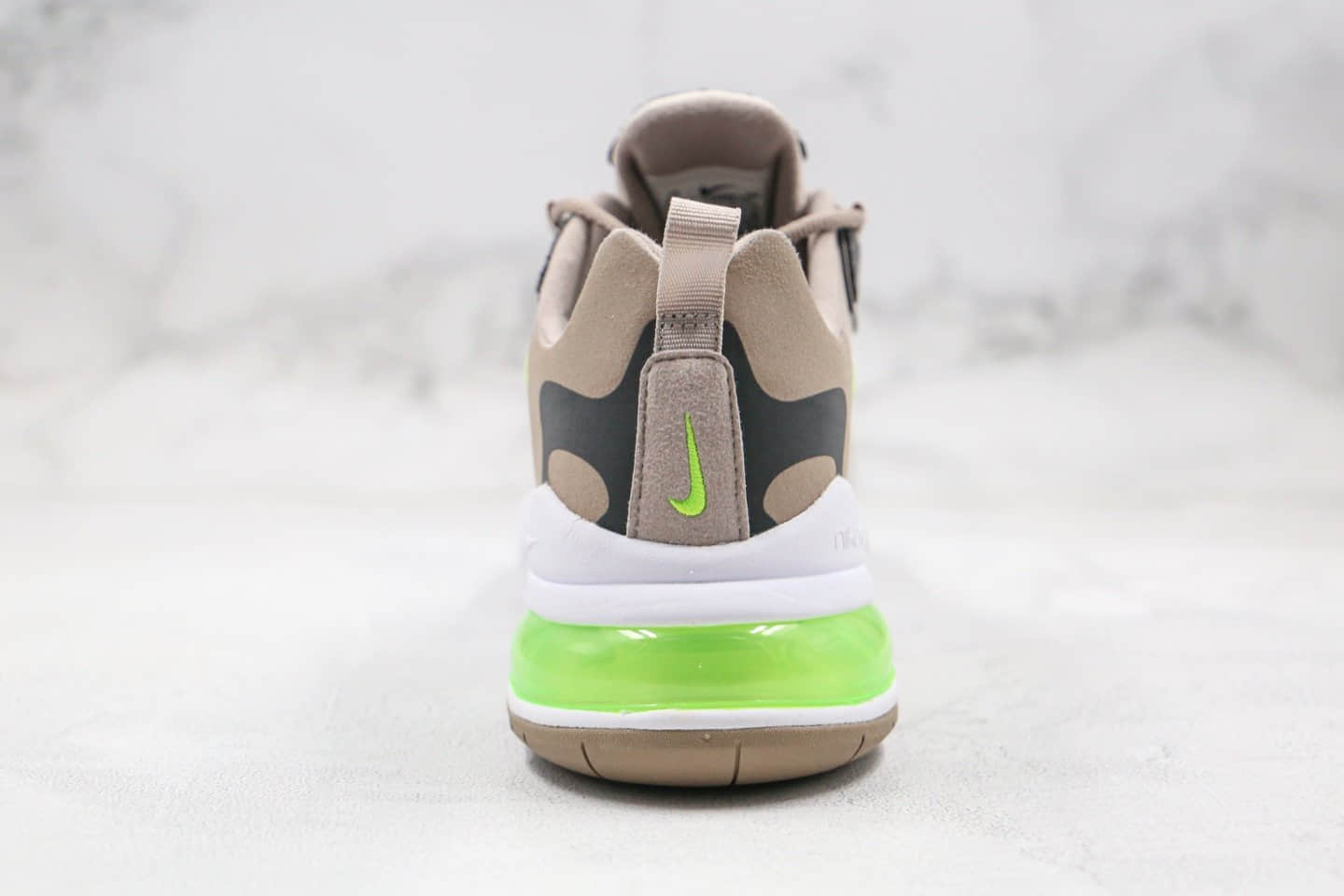 耐克Nike Air Max 270 Nike React纯原版本高桥盾网纱系列半掌气垫Max270灰绿色内置真小潘气垫 货号:CQ4598-231
