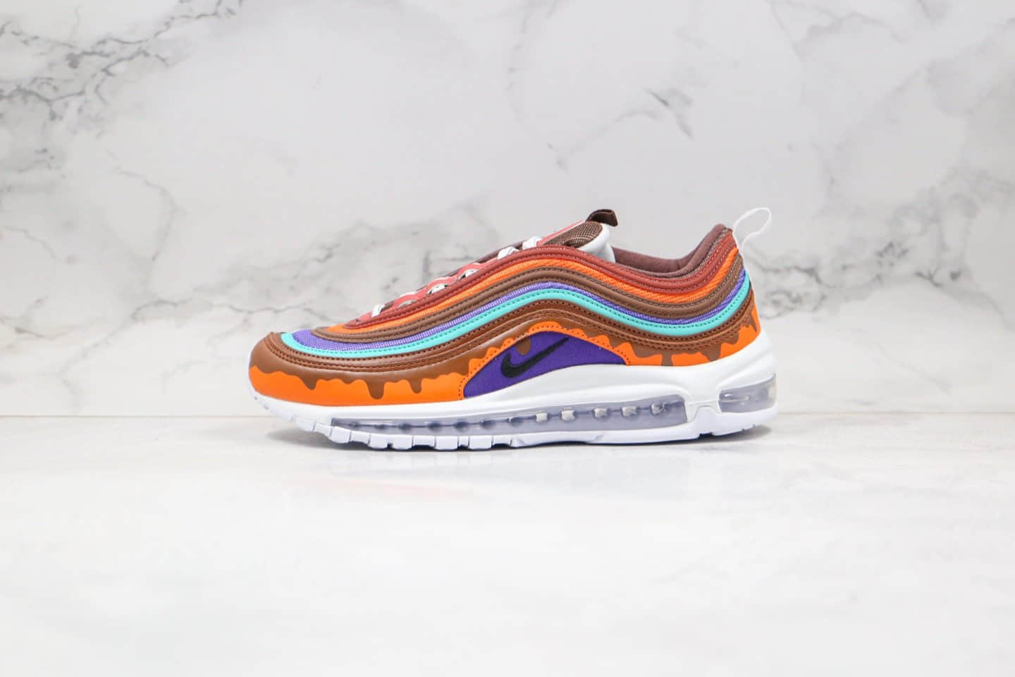 耐克Nike Air Max 97子弹头气垫鞋纯原版本冰淇淋圣代棕色奶油巧克力手绘创意配色内置真全掌气垫 (ID:38912) - 图片1