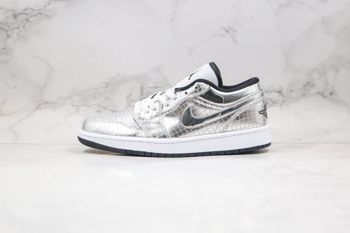 乔丹Air Jordan 1 Low公司级版本低帮AJ1蜘蛛网银色金属银原鞋开模 货号:553558-001