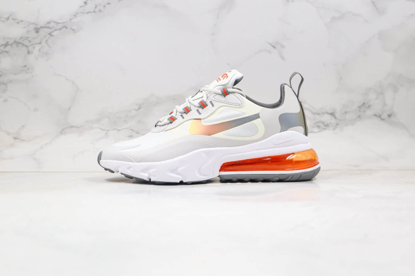 耐克Nike Air Max 270 React纯原版本半掌气垫Max270气垫鞋炫彩米白灰金渐变色原鞋开模一比一打造 货号:CD6615-100