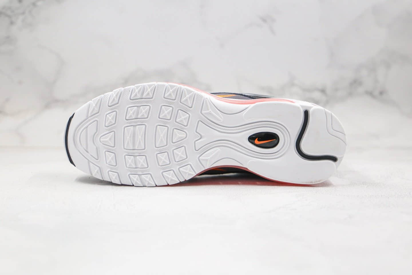 耐克Nike Air Max 97纯原版本子弹头Max97气垫鞋黑银橙色内置全掌真气垫 货号:CW5419-101