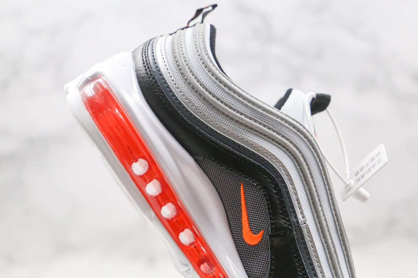 耐克Nike Air Max 97纯原版本子弹头Max97气垫鞋黑银橙色内置全掌真气垫 货号:CW5419-101