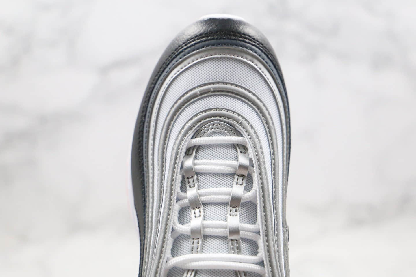 耐克Nike Air Max 97纯原版本子弹头Max97气垫鞋黑银橙色内置全掌真气垫 货号:CW5419-101