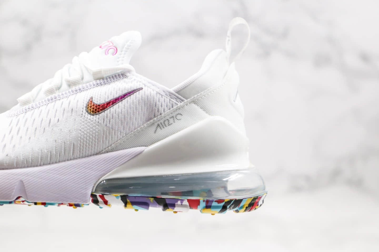 耐克Nike Air Max 270纯原版本半掌气垫Max270白蓝彩虹色原厂小潘气垫原盒原标 货号:AH6789-008