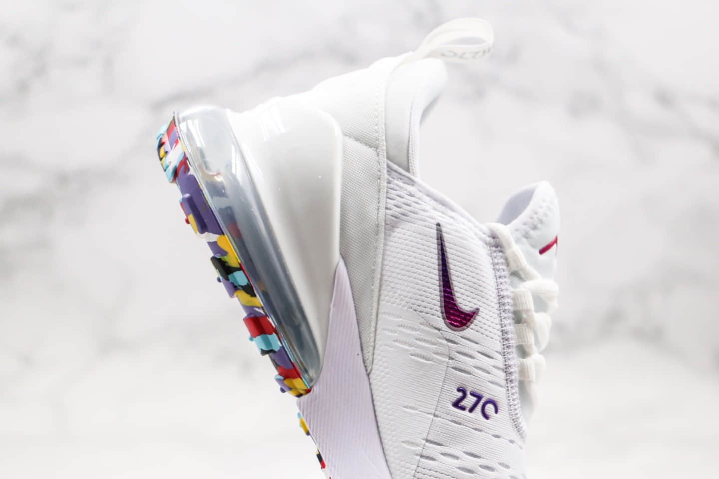 耐克Nike Air Max 270纯原版本半掌气垫Max270白蓝彩虹色原厂小潘气垫原盒原标 货号:AH6789-008