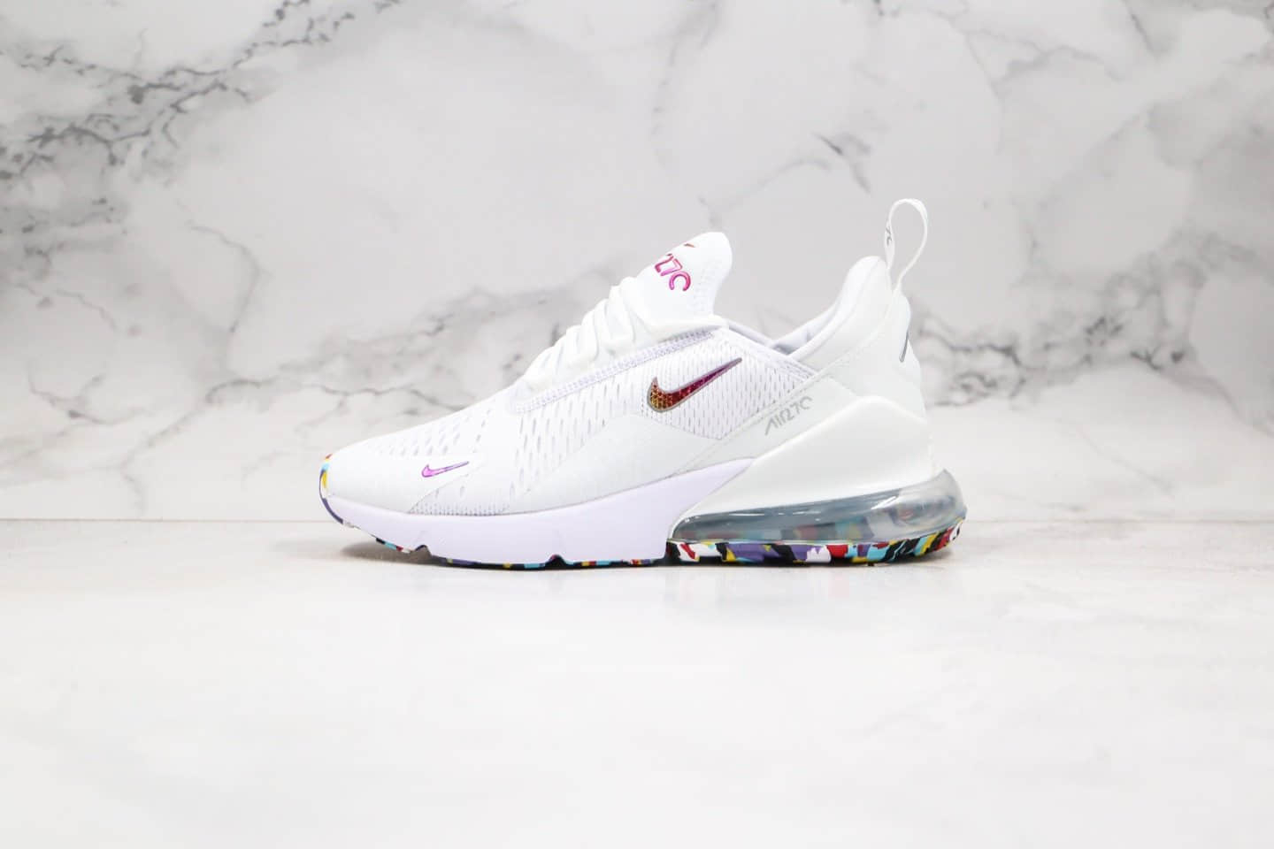 耐克Nike Air Max 270纯原版本半掌气垫Max270白蓝彩虹色原厂小潘气垫原盒原标 货号:AH6789-008