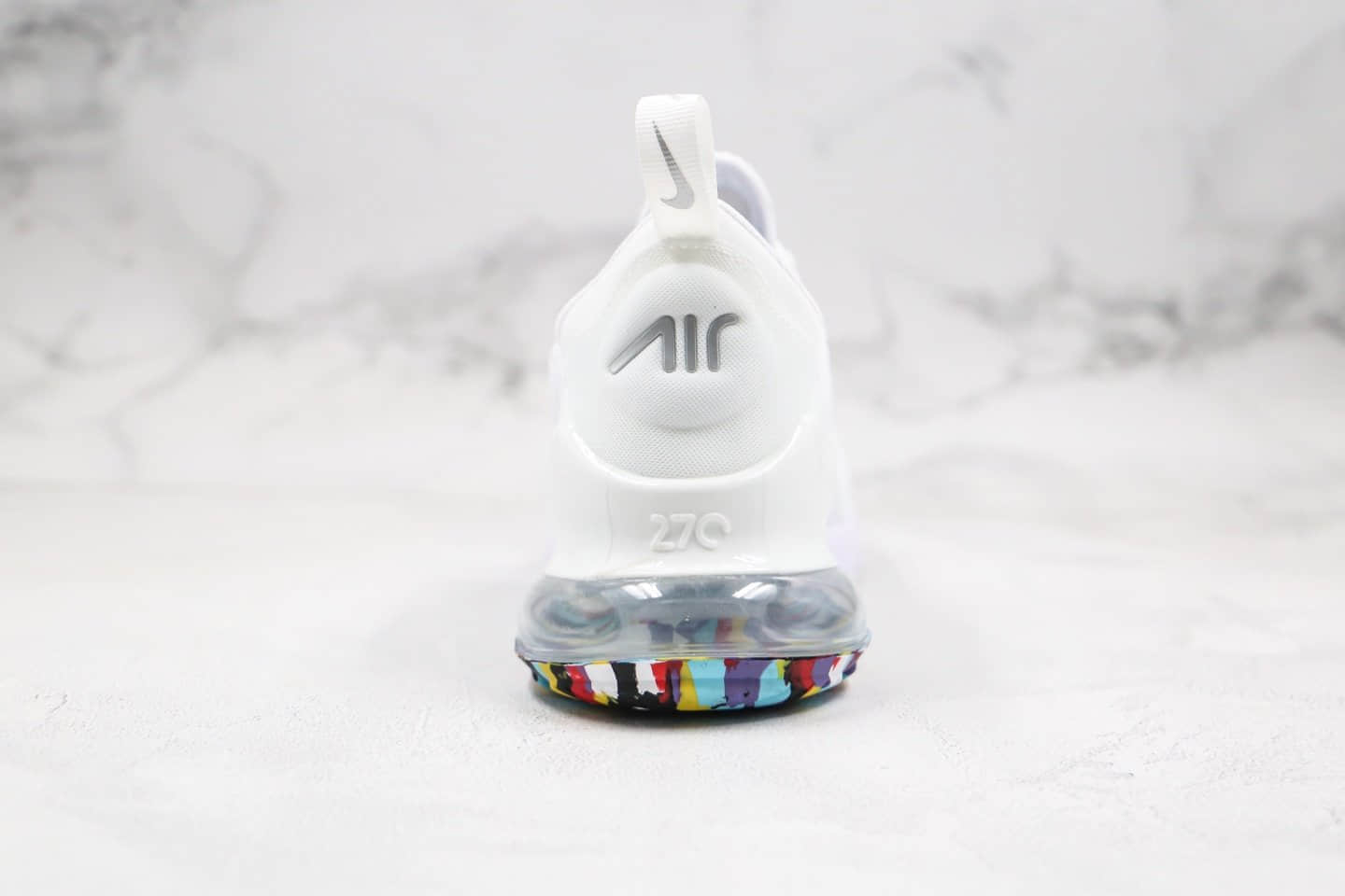 耐克Nike Air Max 270纯原版本半掌气垫Max270白蓝彩虹色原厂小潘气垫原盒原标 货号:AH6789-008
