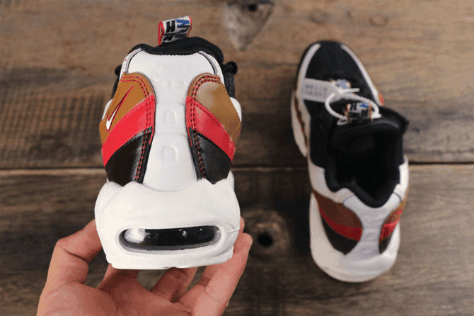 Nike Air Max 95 TT PRM黑白红棕 耐克子弹系列95串标公司级慢跑鞋 货号:AJ4077-002