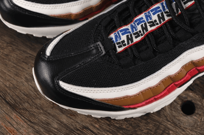 Nike Air Max 95 TT PRM黑白红棕 耐克子弹系列95串标公司级慢跑鞋 货号:AJ4077-002