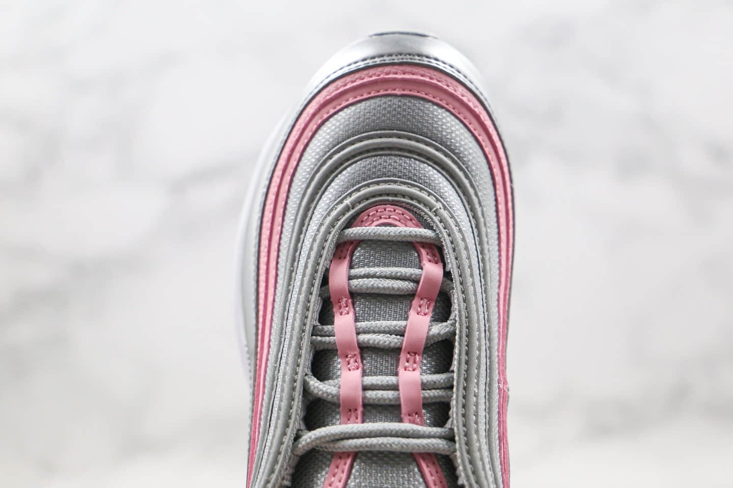 耐克Nike Air Max 97纯原版本全掌气垫跑鞋银粉色内置气垫原盒原标 货号:921522-021