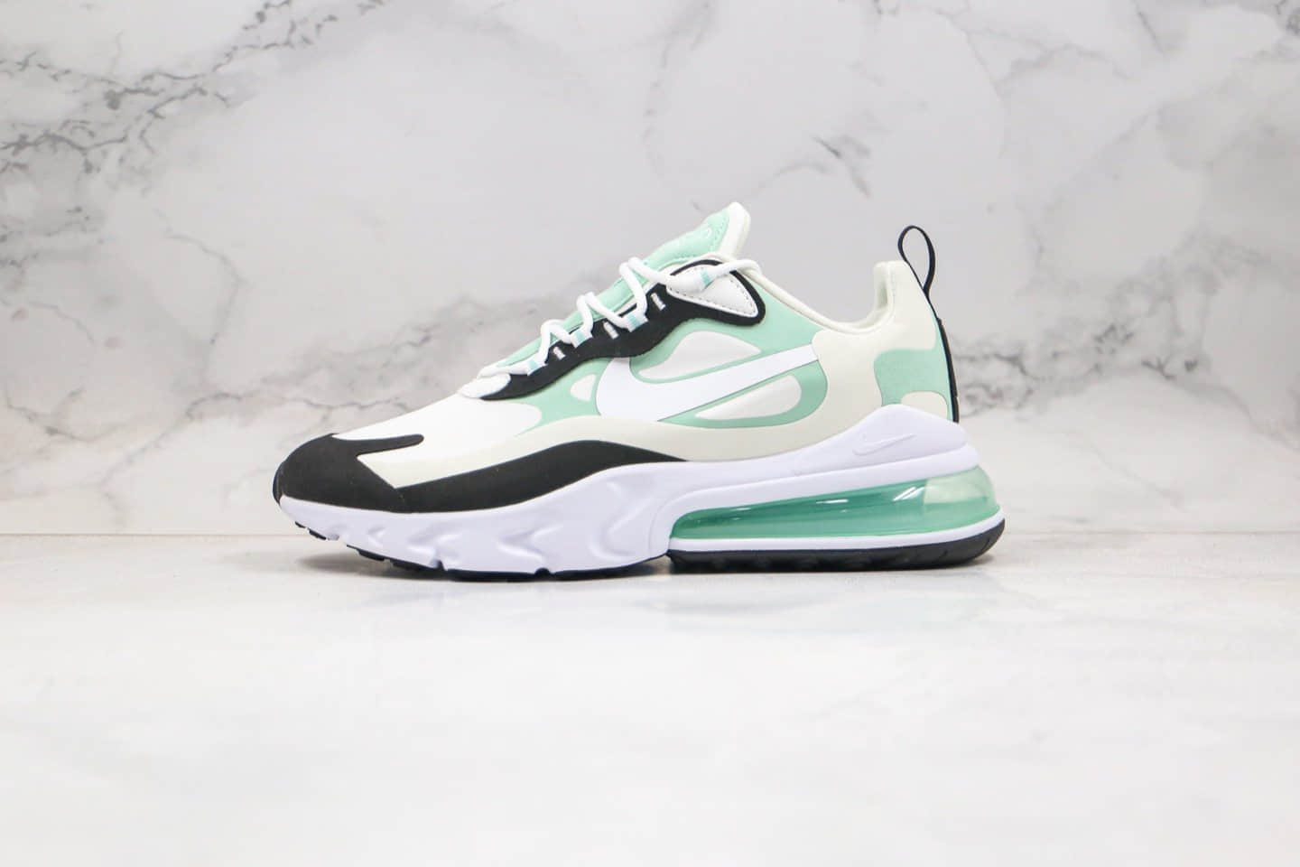 耐克Nike Air Max 270 React纯原版本气垫跑鞋白绿色独立私模区别市面通货版本 货号:CJ0619-012