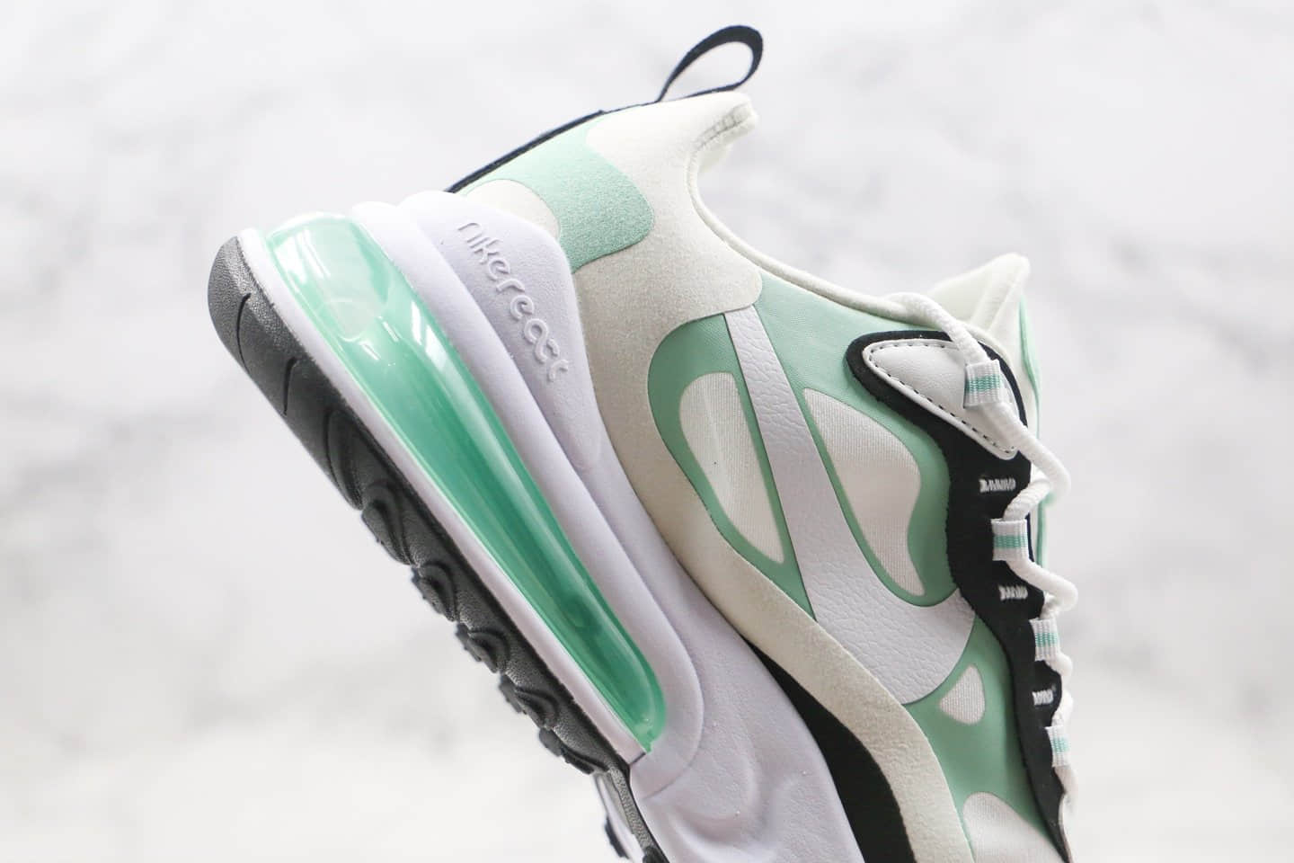 耐克Nike Air Max 270 React纯原版本气垫跑鞋白绿色独立私模区别市面通货版本 货号:CJ0619-012