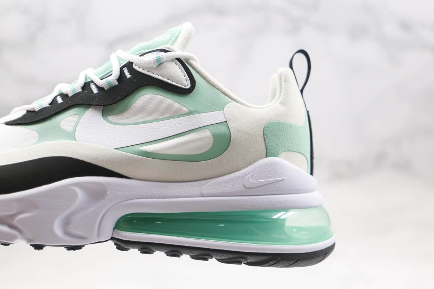 耐克Nike Air Max 270 React纯原版本气垫跑鞋白绿色独立私模区别市面通货版本 货号:CJ0619-012