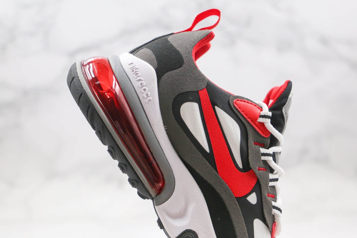 耐克Nike Air Max 270 React BAUHAUS纯原版本半掌气垫Max270灰红色气垫鞋原楦头纸板打造 货号:CI3866-002